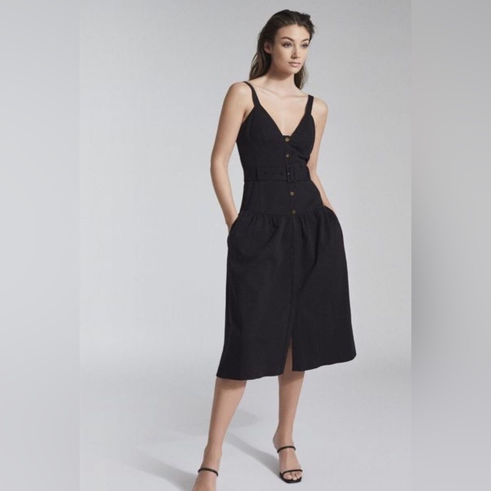 Reiss black vita button down dress
